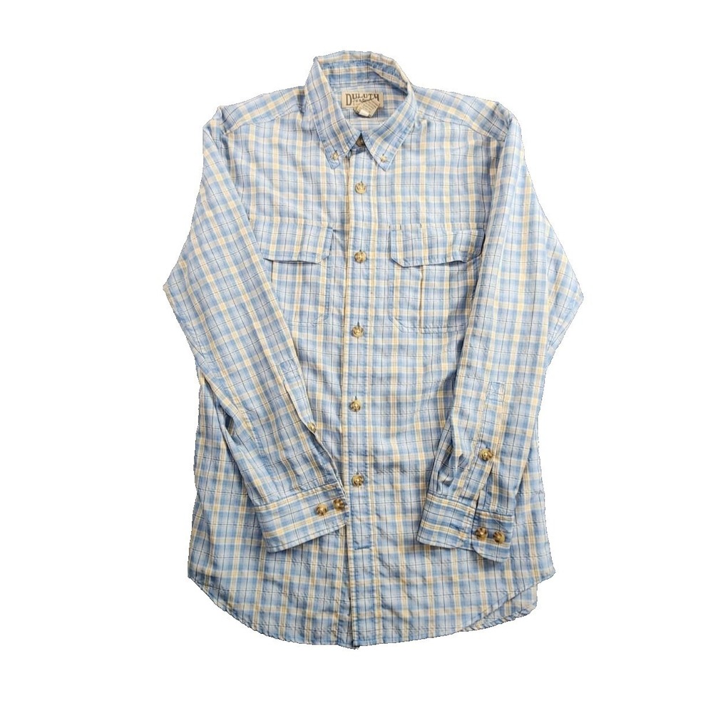 Duluth Trading Co Mens Plaid Long Sleeve Button Down Shirt Size S  Blend